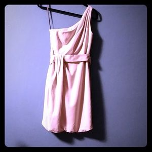 Vera Wang One-Shoulder Silver Evening Short Dress